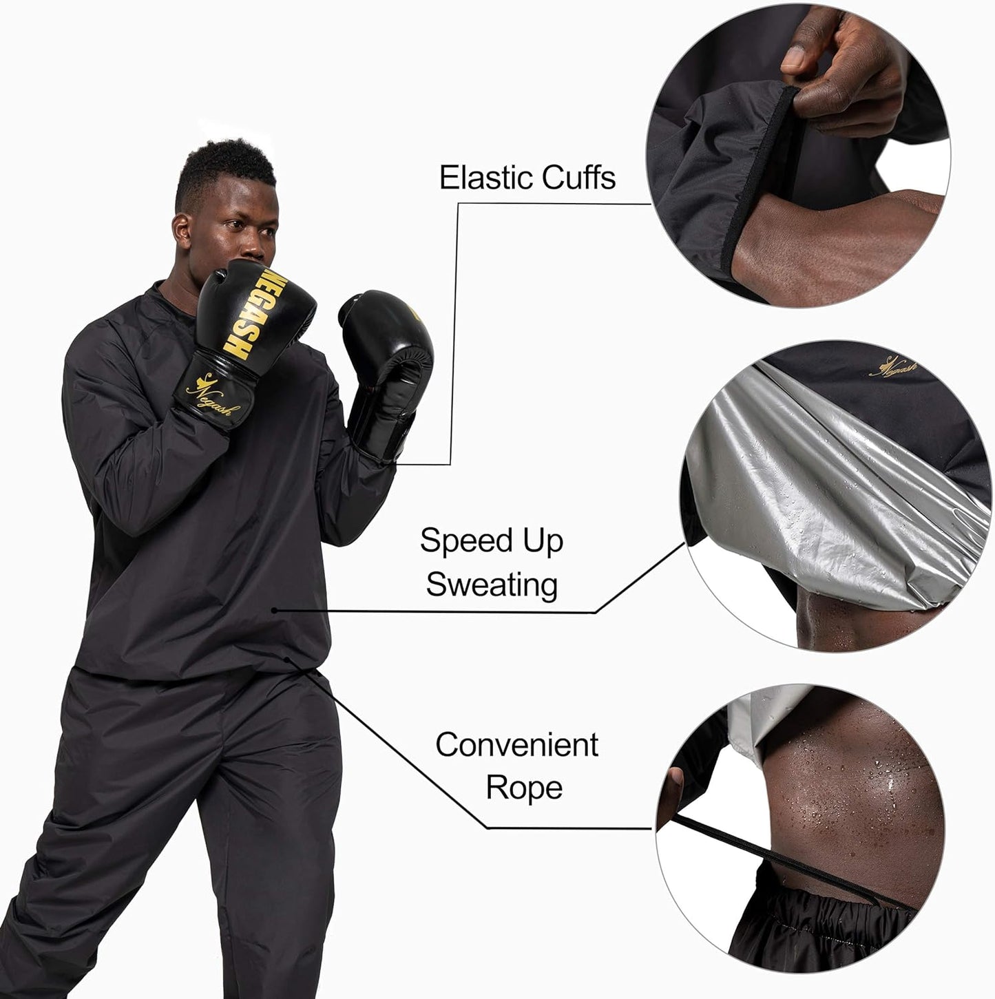 Sauna Suit for Men anti Torn Sweat Sauna Suit Lightweight Waterproof Men Sauna Suit for Boxing Exercise Fitness